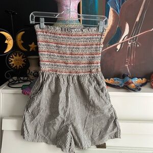 American Eagle Outfitters Striped Jumpsuit - Black, Tan, and Orange XS